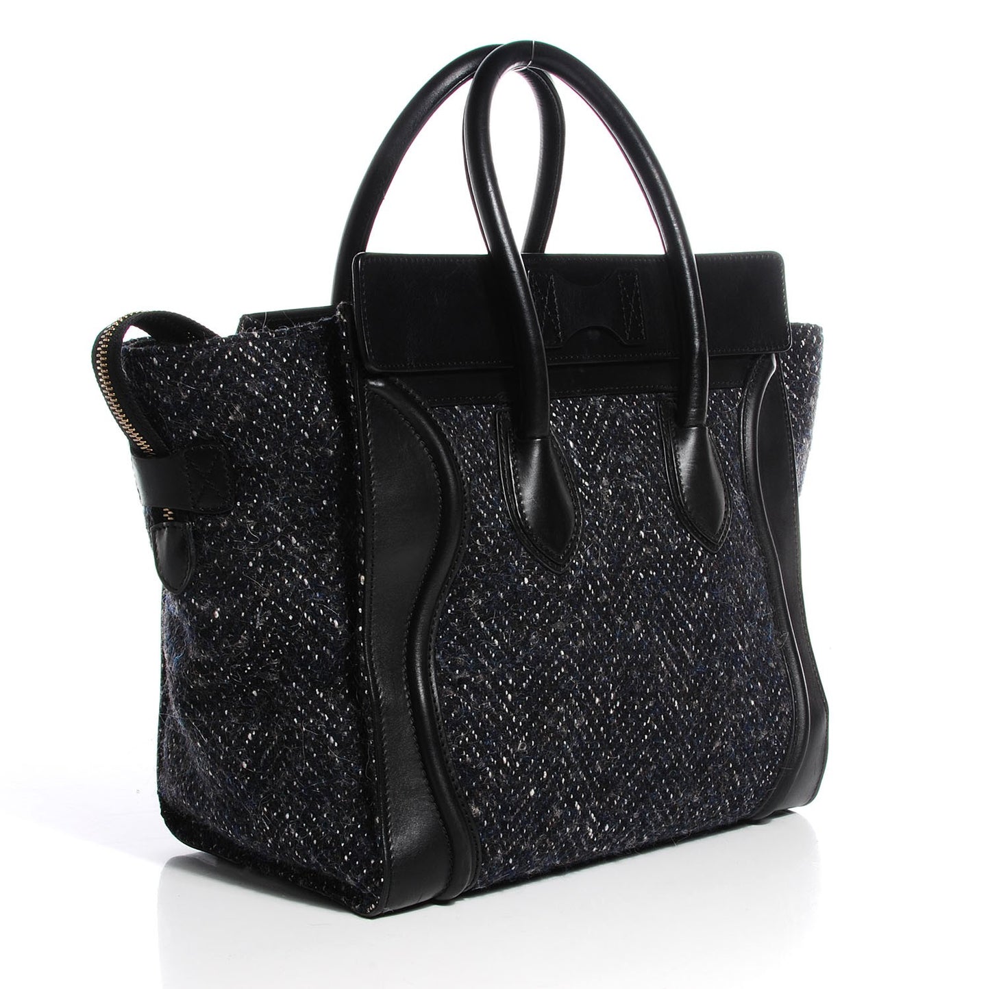 Smooth Calfskin Tweed Mini Luggage Black