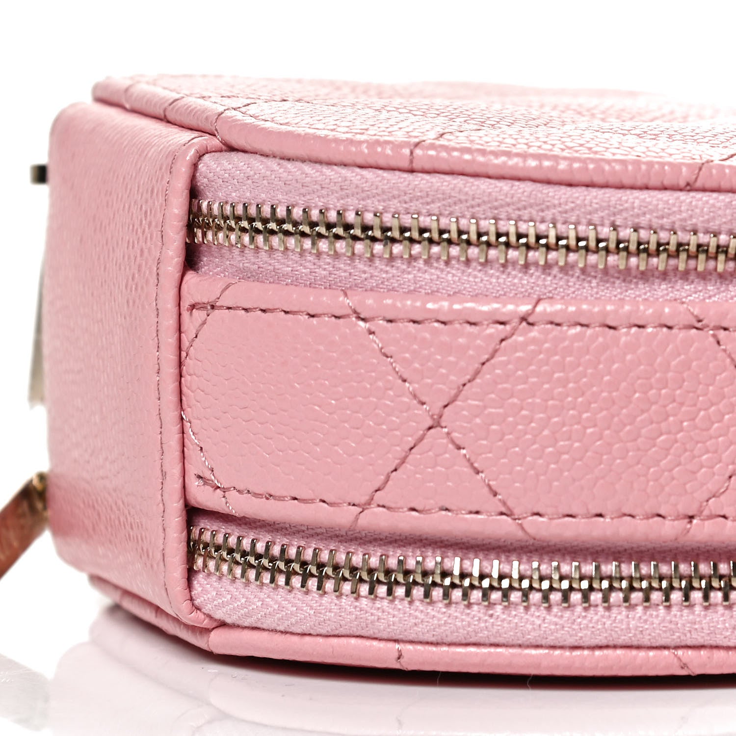Chanel Caviar Quilted Round Handle With Care Vanity With Chain Pink 10 of 12