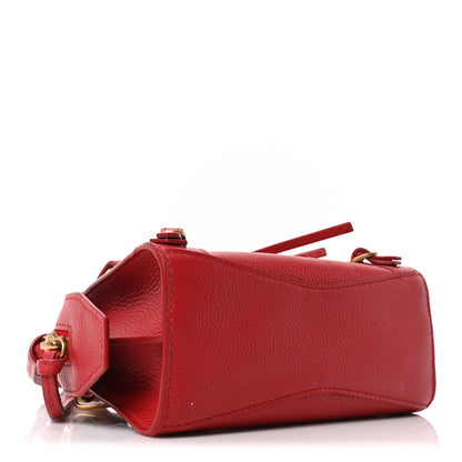 Balenciaga Grained Calfskin Neo Classic Brass Hardware Nano City Red 4 of 9
