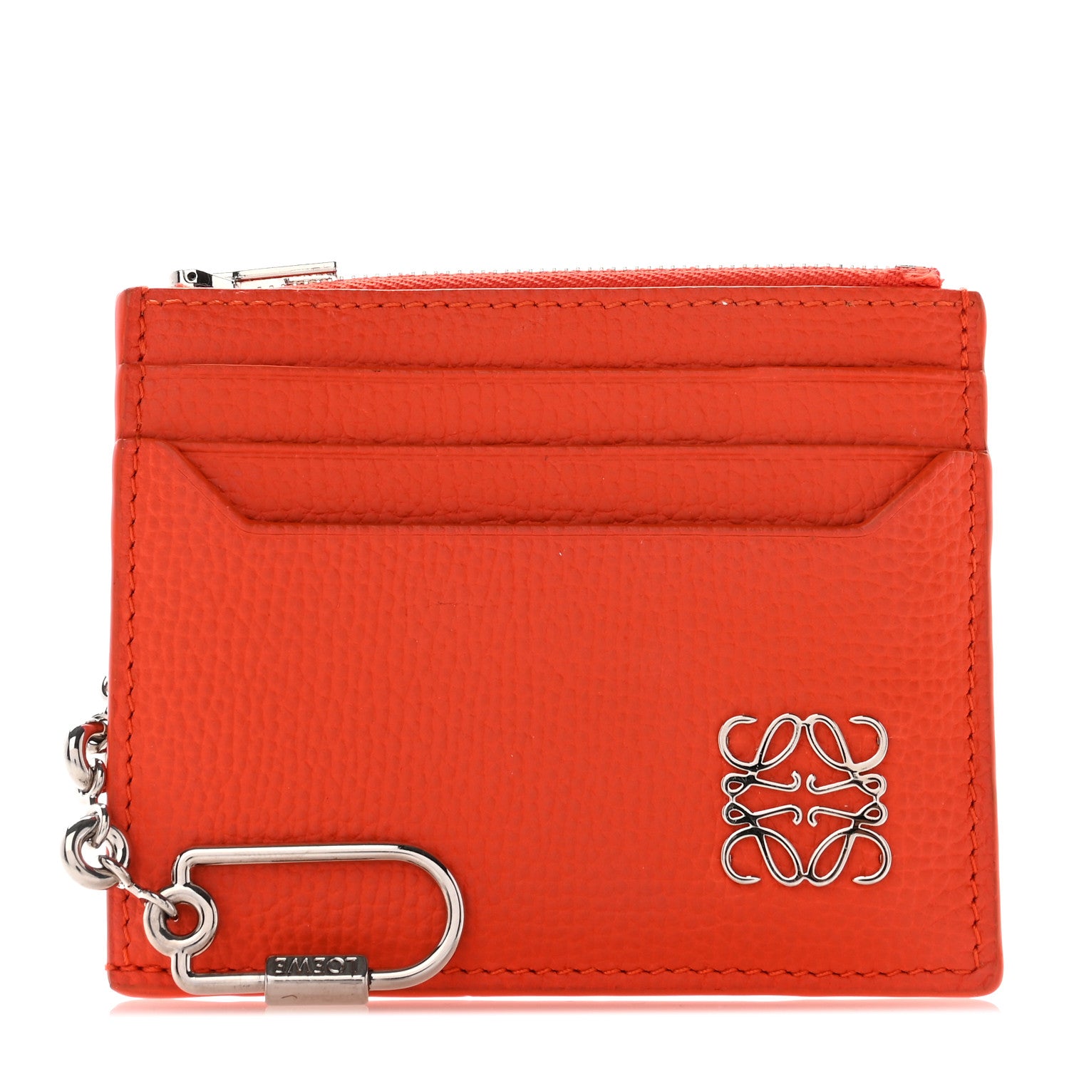 Loewe Grained Calfskin Anagram Card Holder With Chain Orange 1 of 8