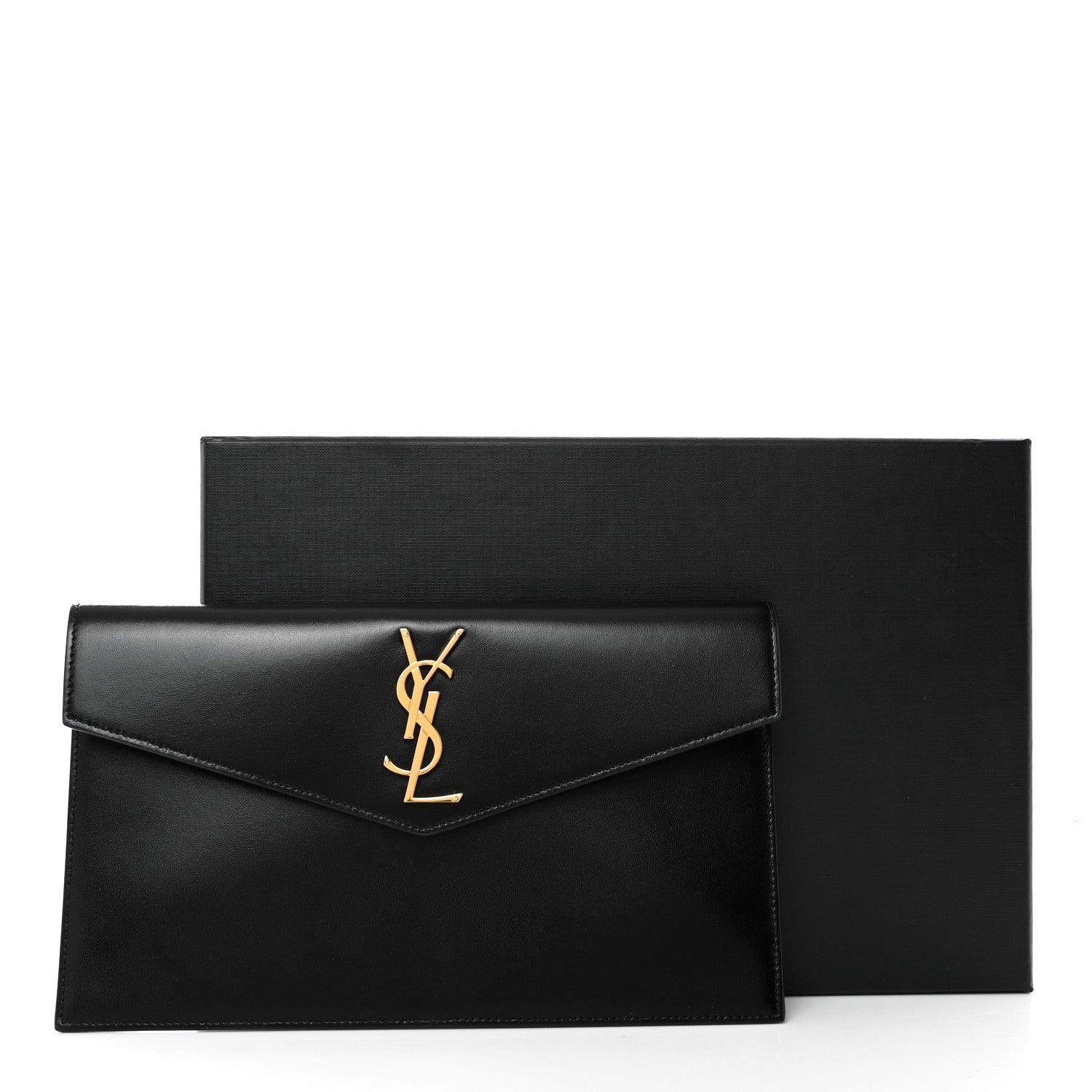 Saint Laurent Smooth Shiny Calfskin Monogram Uptown Pouch Black 7 of 7