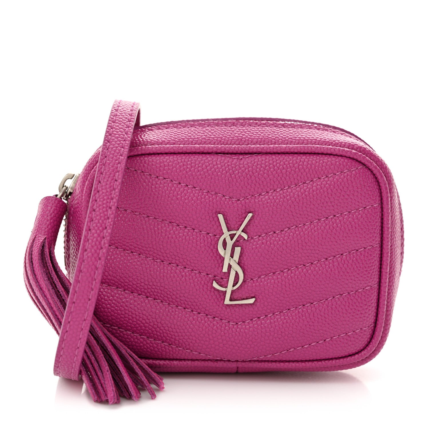 Saint Laurent Grain De Poudre Matelasse Monogram Baby Lou Camera Bag Electric Fuxia 1 of 11