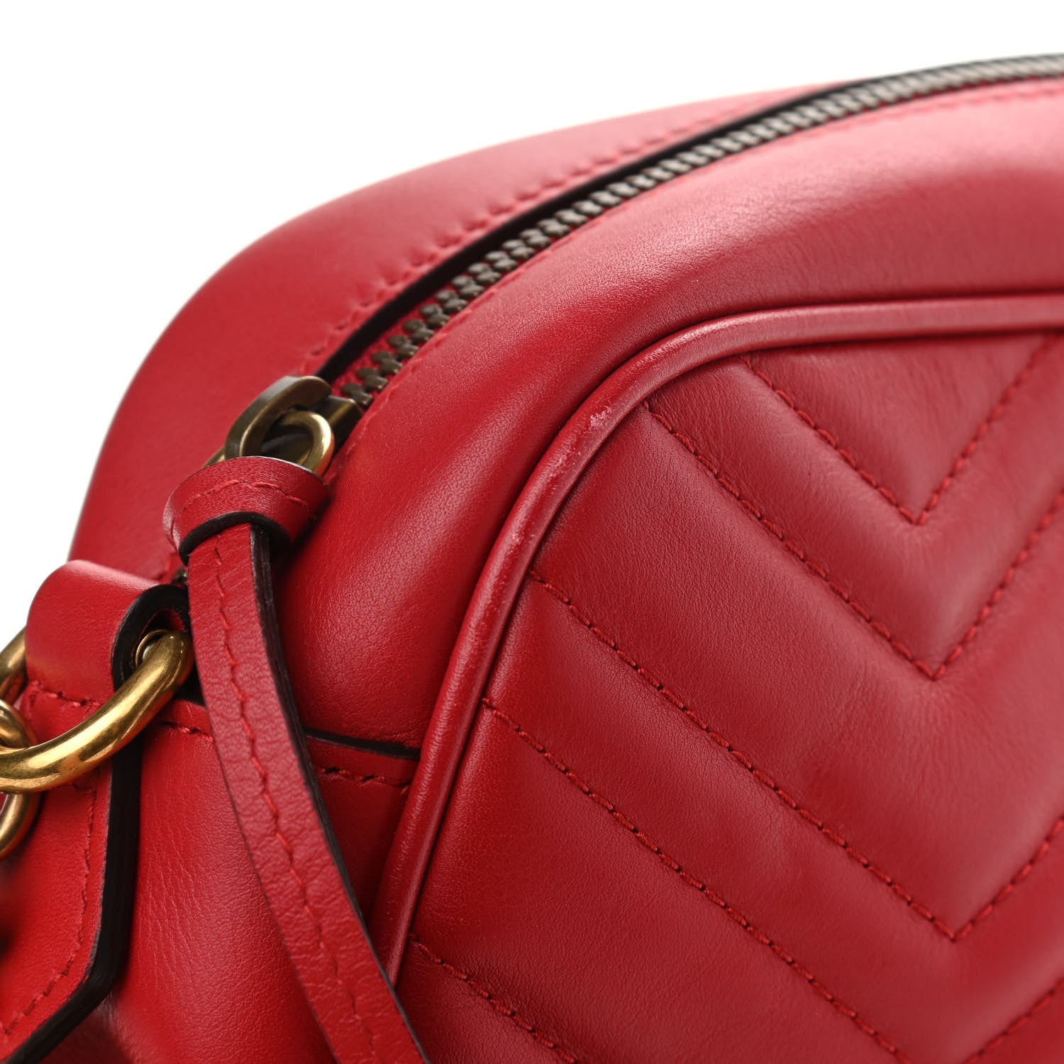 Gucci Calfskin Matelasse Small GG Marmont Chain Shoulder Bag Hibiscus Red 13 of 14