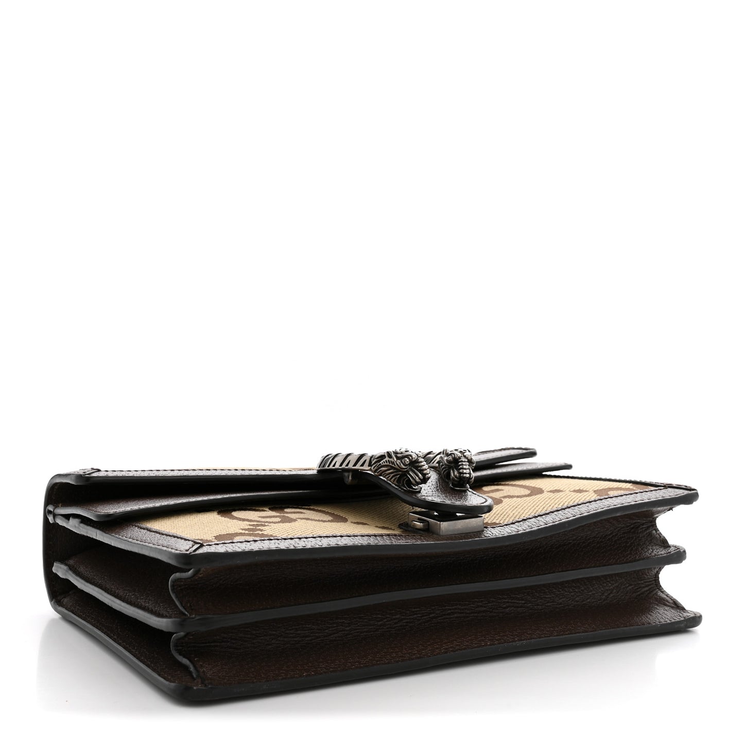 Monogram Jumbo GG Textured Dollar Calfskin Small Dionysus Shoulder Bag Camel Ebony New Acero