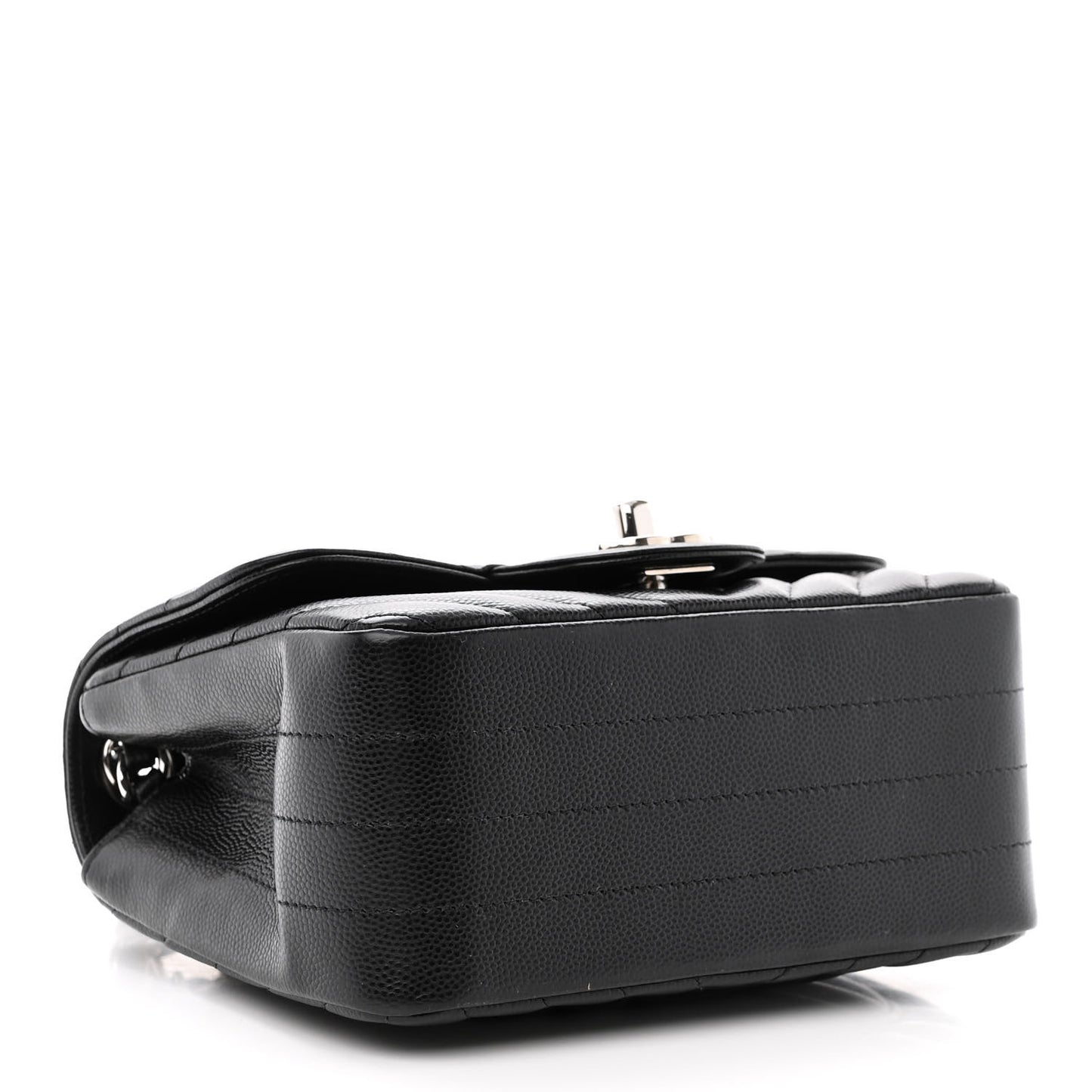 Caviar Chevron Quilted Mini Square Flap Black
