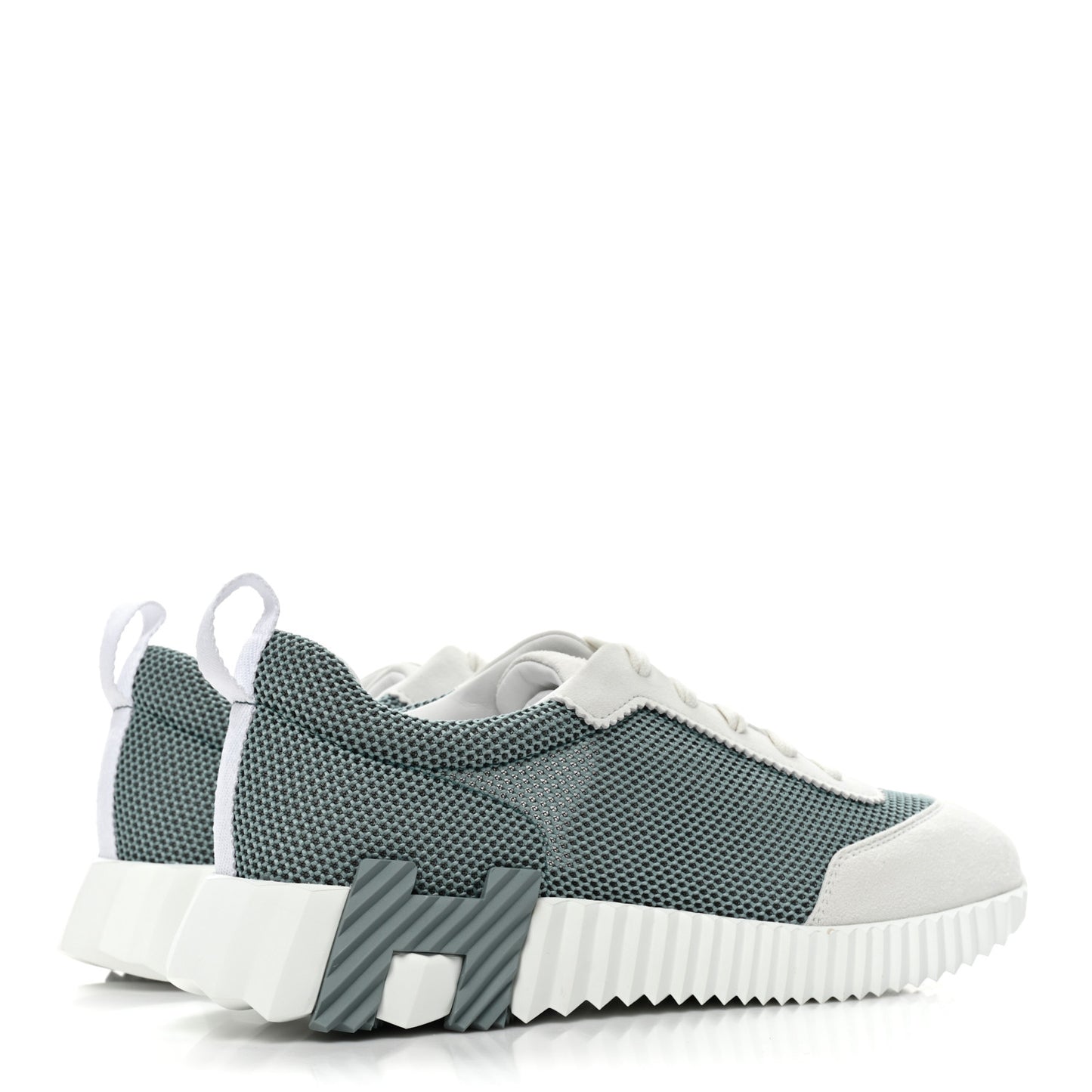 Air Mesh Suede Goatskin Bouncing Sneakers 40 Vert D'eau White