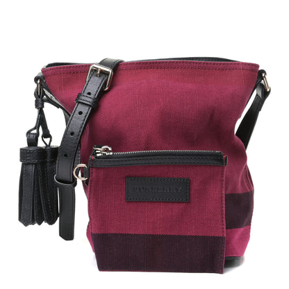 Burberry Overdyed Canvas Mega Check Mini Ashby Hobo Plum 1 of 5