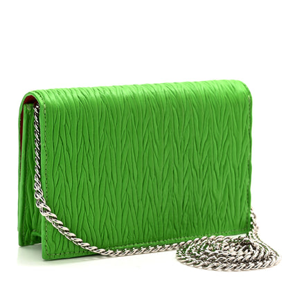 Alexander McQueen Lambskin Pleated Skull Small Chain Crossbody Bag Acid Green 3 of 9