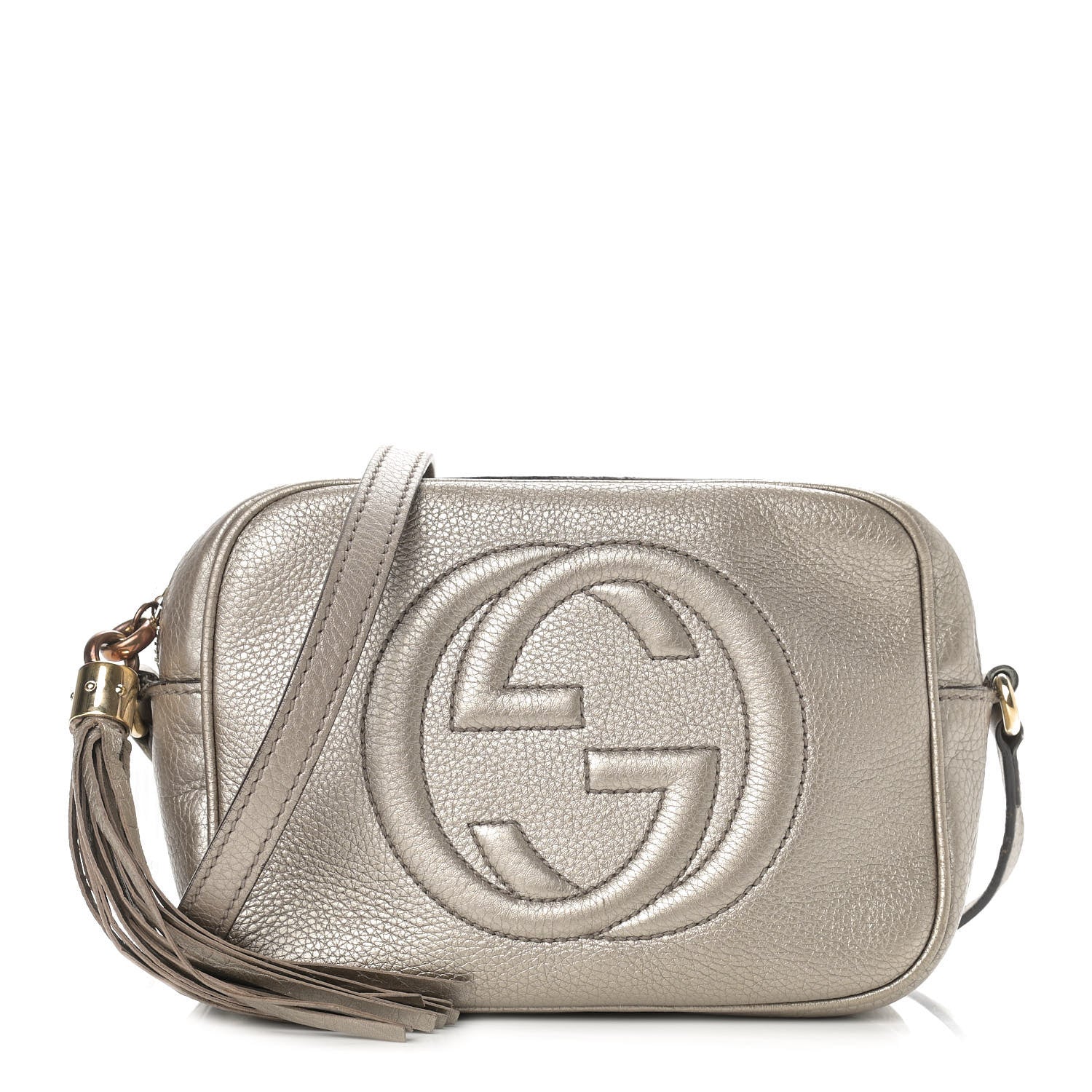 Gucci Metallic Pebbled Calfskin Small Soho Disco Bag Golden Beige 1 of 20