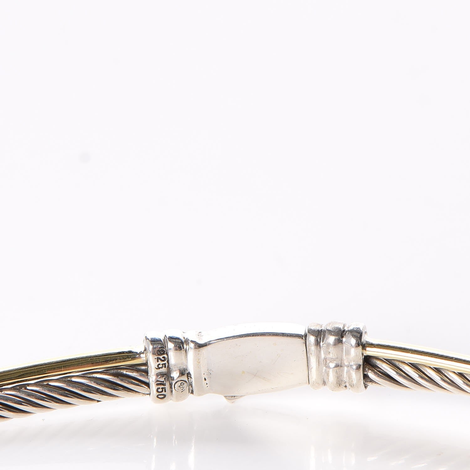 David Yurman Sterling Silver 18K Yellow Gold Crossover Cable Choker Necklace 4 of 4