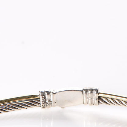 David Yurman Sterling Silver 18K Yellow Gold Crossover Cable Choker Necklace 4 of 4