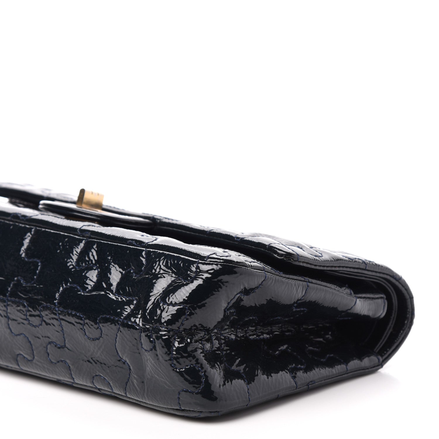 Chanel Crackled Patent Calfskin Puzzle 2.55 Reissue 225 Flap Black 12 of 13