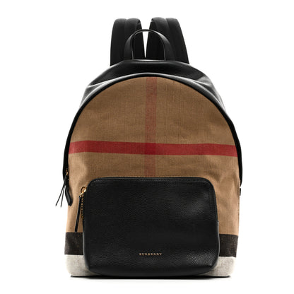 Burberry Mega Check Calfskin Abbeydale Simple Backpack Black Camel 1 of 10