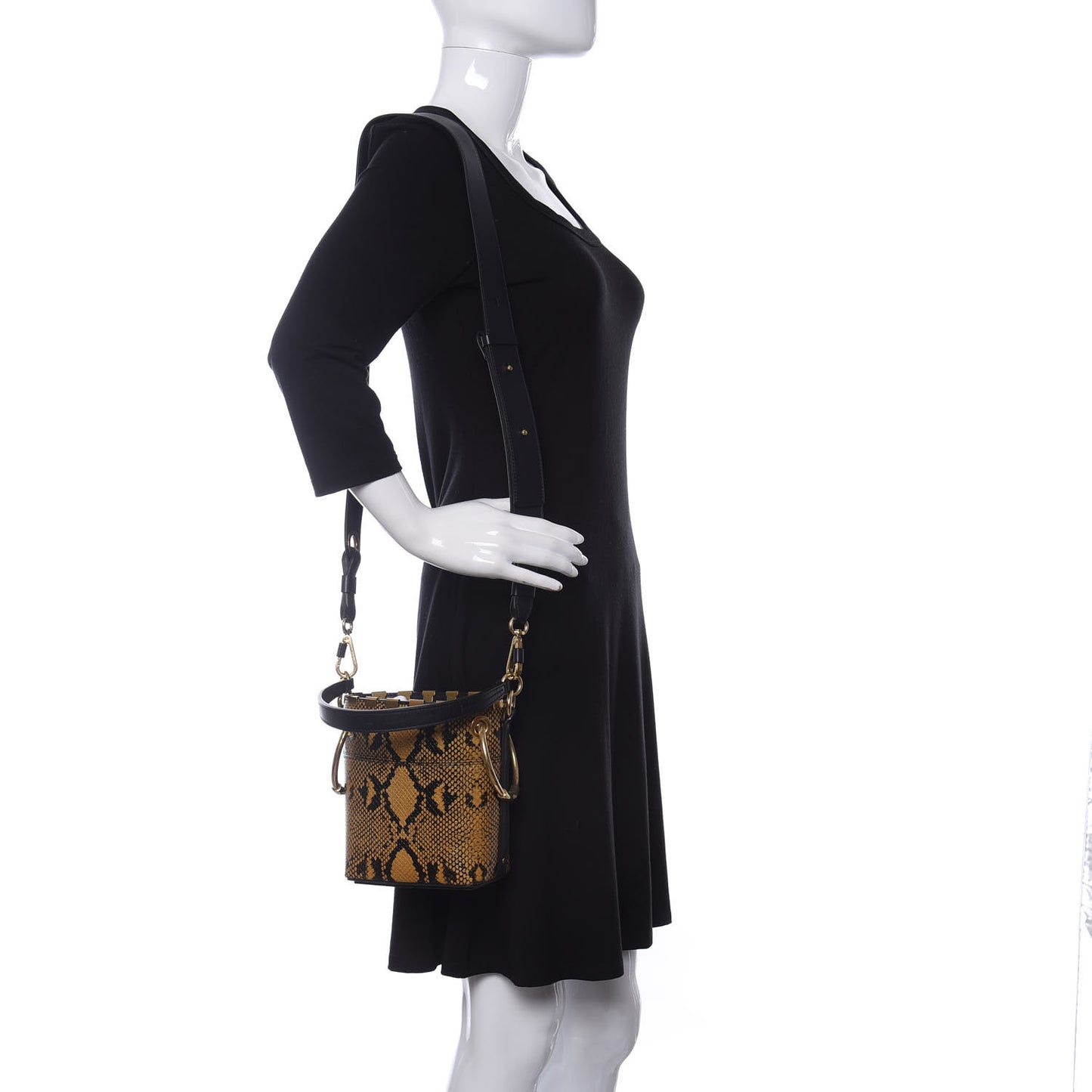 Python Embossed Calfskin Mini Roy Bucket Bag September Sun