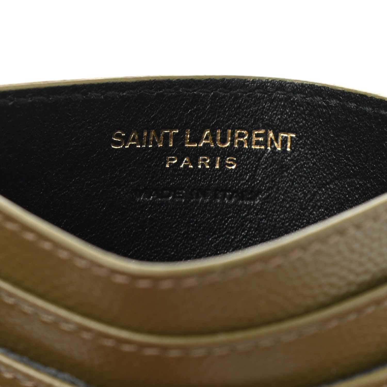 Saint Laurent Grain De Poudre Matelasse Chevron Monogram Credit Card Case Vert Kaki 6 of 7