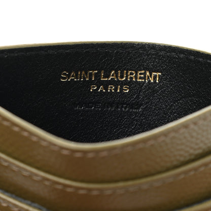 Saint Laurent Grain De Poudre Matelasse Chevron Monogram Credit Card Case Vert Kaki 6 of 7