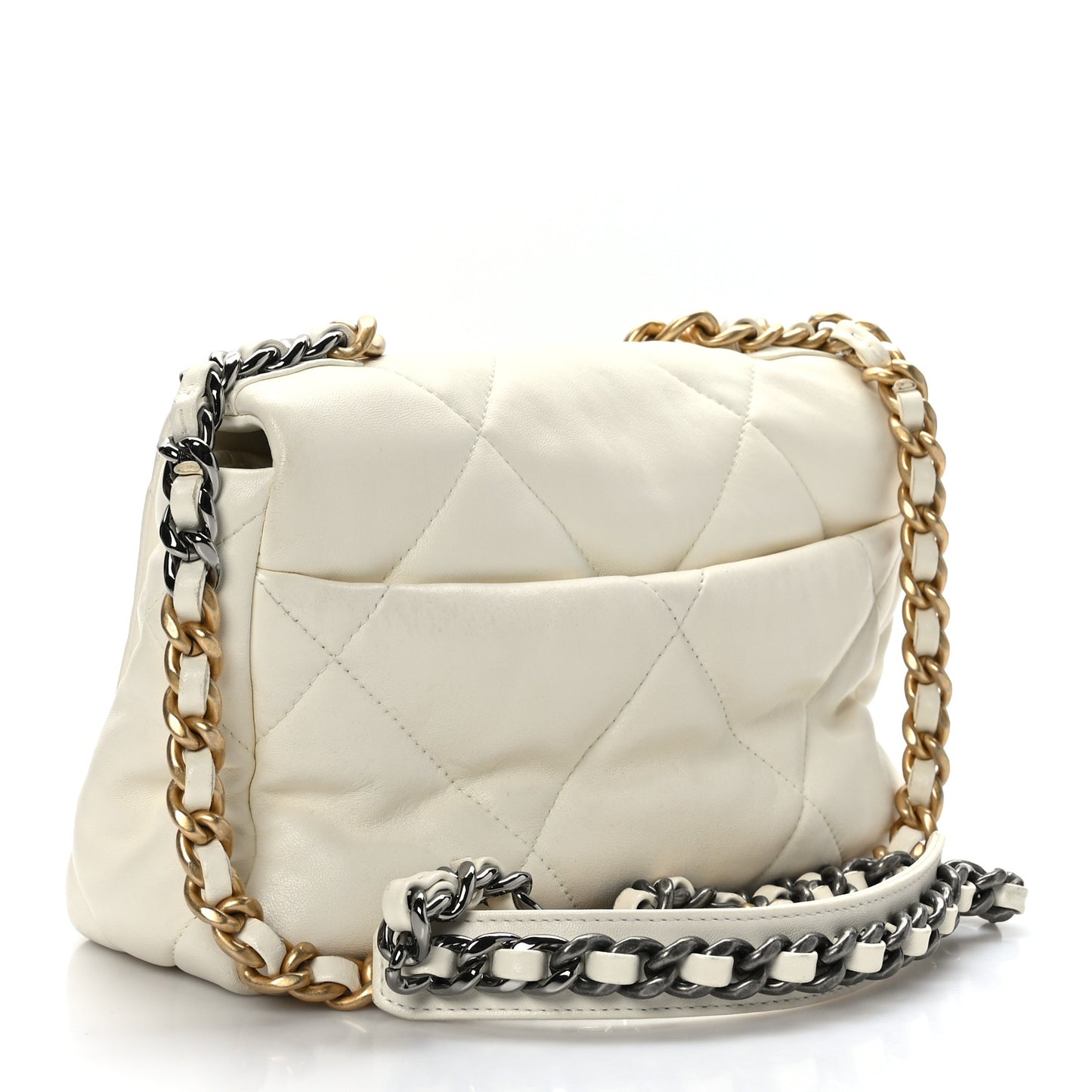 Goatskin Quilted Medium Chanel 19 Flap White