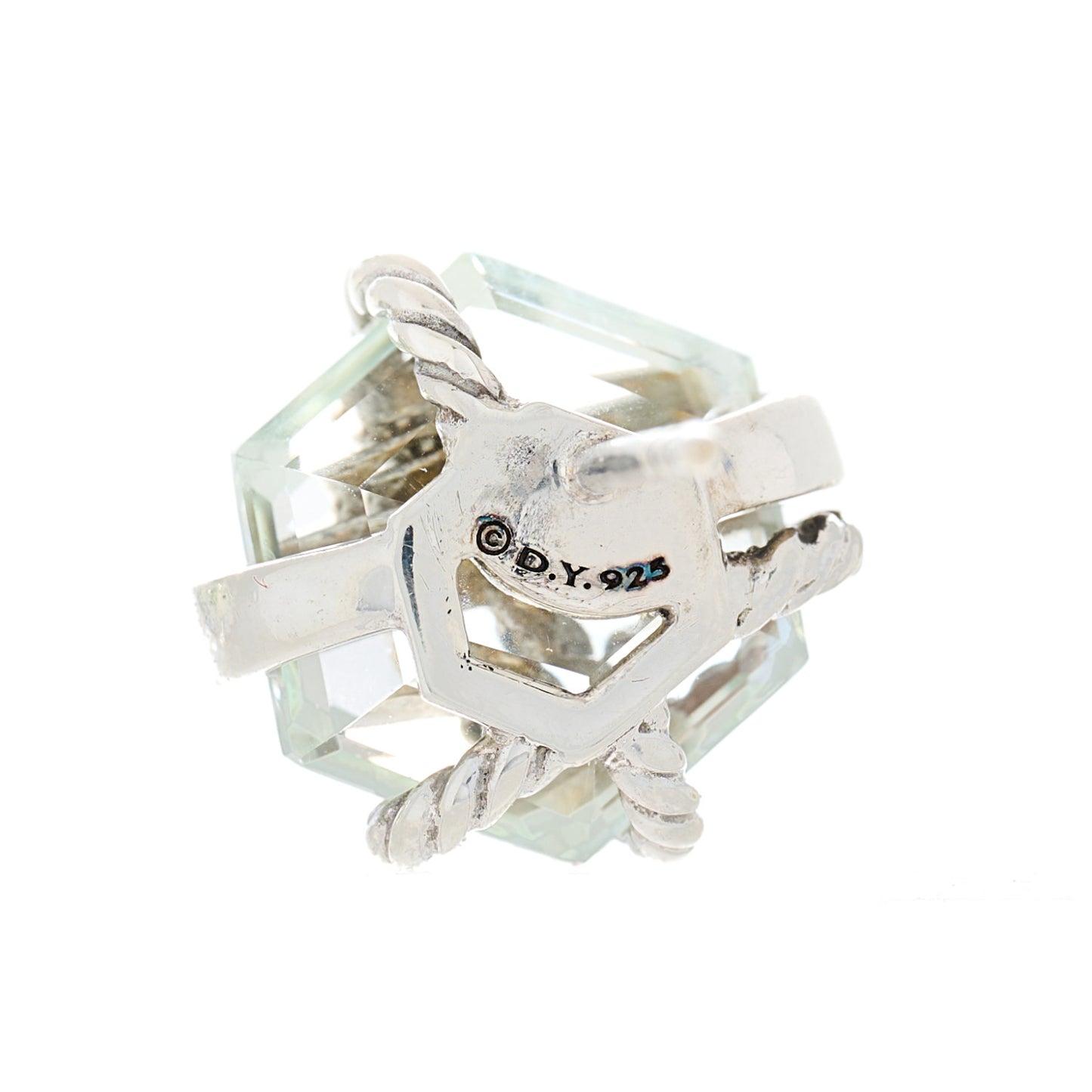 Sterling Silver Diamond Prasiolite 10mm Cable Wrap Earrings