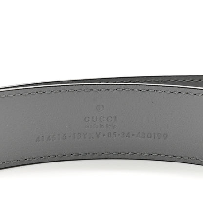 Gucci Azalea Calfskin Enamel Monochrome Double G 30mm Belt 85 34 Deep Grey 3 of 4