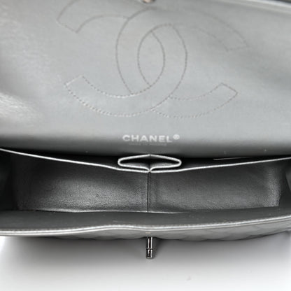 Chanel Metallic Lambskin Quilted Jumbo Double Flap Grey 5 of 13