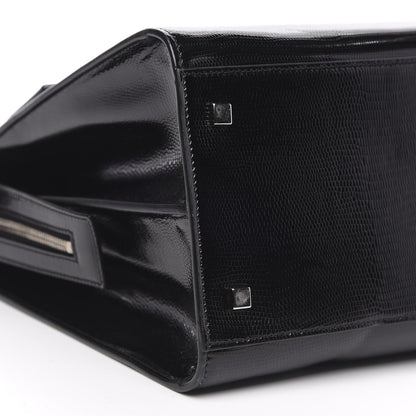Saint Laurent Shiny Calfskin Lizard Embossed Large Uptown Tote Black 7 of 10