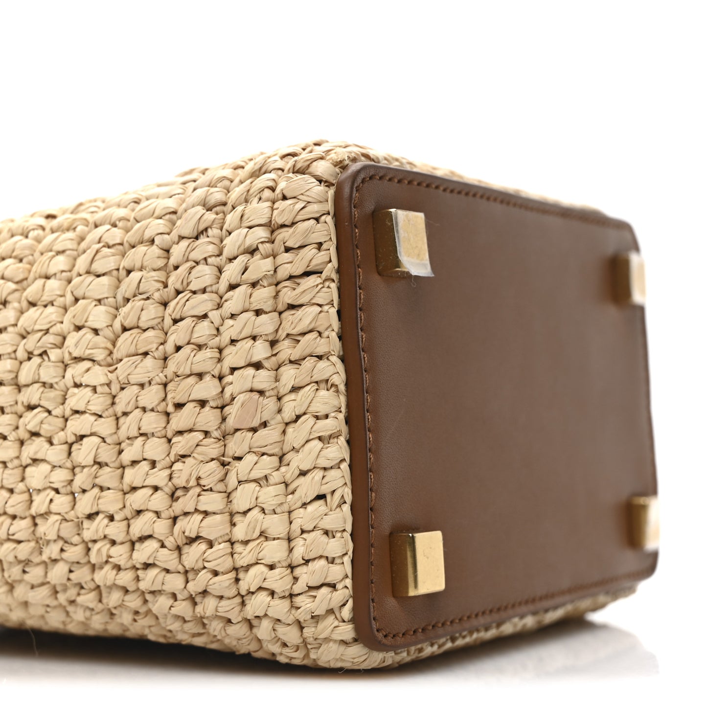Raffia Vegetable Tanned Calfskin Le 37 Mini Bucket Bag Natural Brick