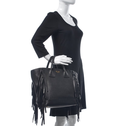 Prada Cervo Deerskin Fringe Tote Black 2 of 7