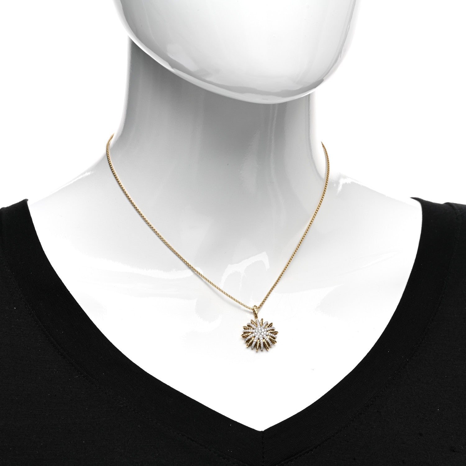 David Yurman 18K Yellow Gold Diamond Starburst Constellation Necklace 2 of 4