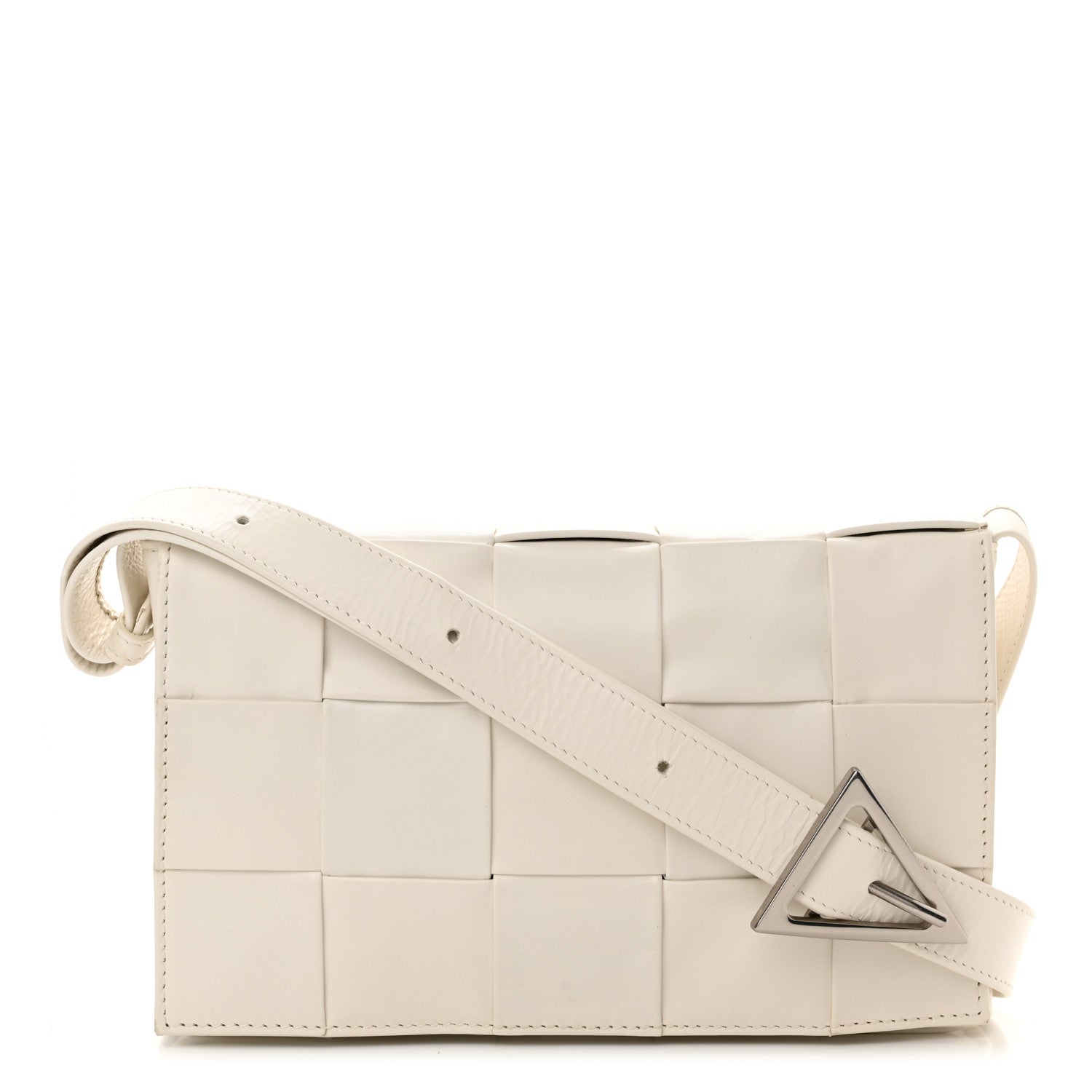 Bottega Veneta Paper Calfskin Maxi Intreccio Cassette Crossbody Bag White 1 of 11