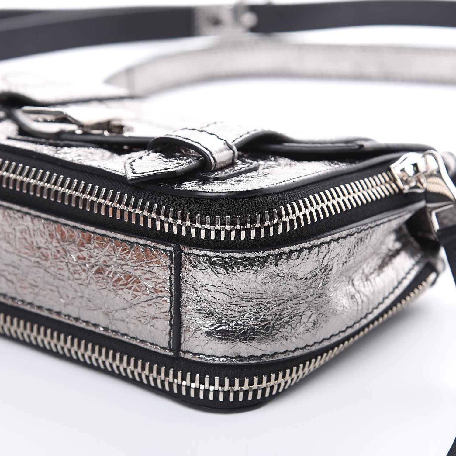 Proenza Schouler Metallic Paper Lambskin PS1 Mini Pouch Messenger Dark Silver 8 of 8