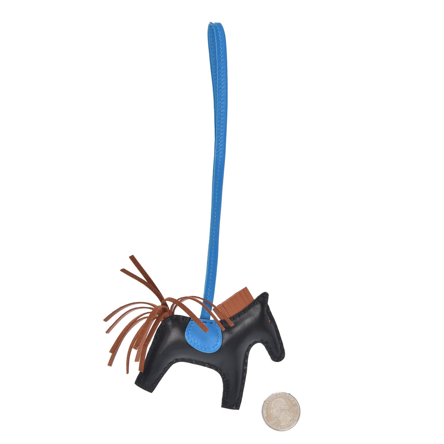 Hermes Milo Lambskin Grigri Rodeo Horse Bag Charm PM Black Gold Bleu Zanzibar 2 of 4
