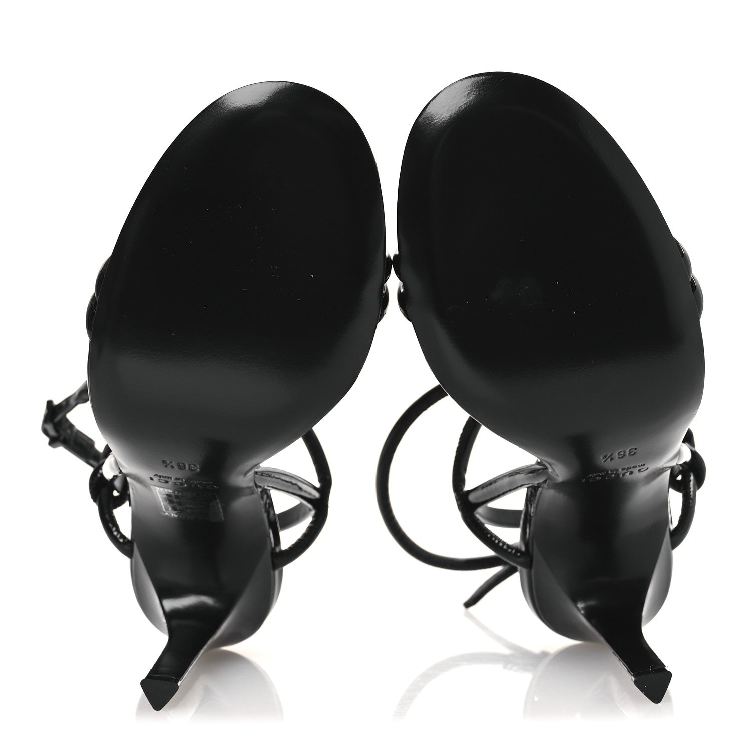 Gucci Patent Lambskin Walma 105 Sandals 36.5 Black 13 of 24