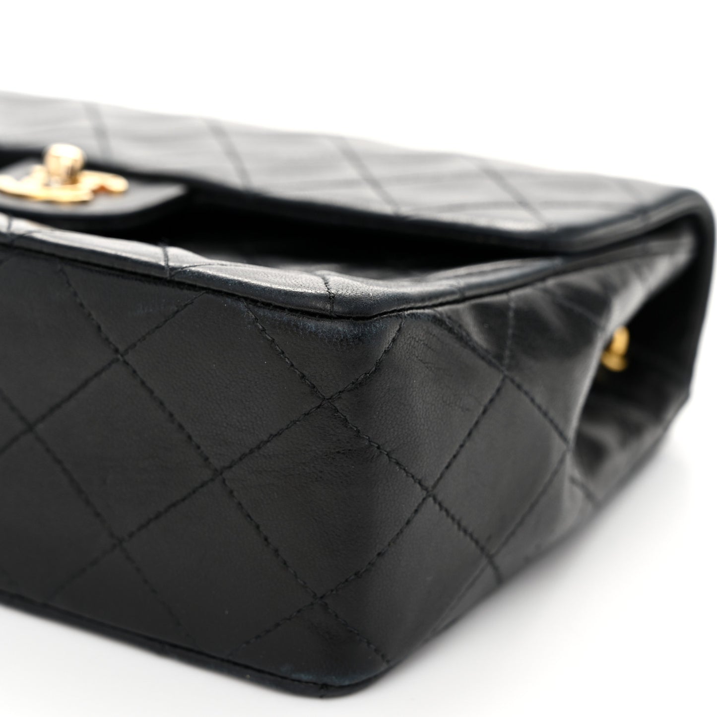 Lambskin Quilted Mini Square Flap Bag Black