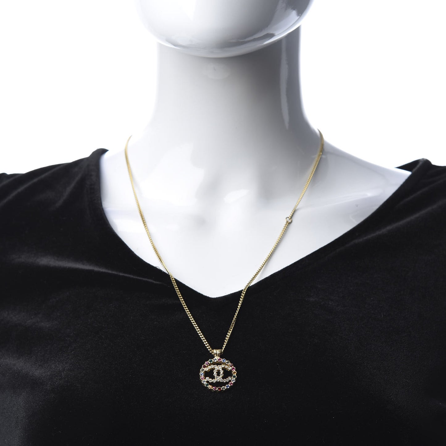 Crystal Over The Rainbow CC Pendant Necklace Gold Multicolor