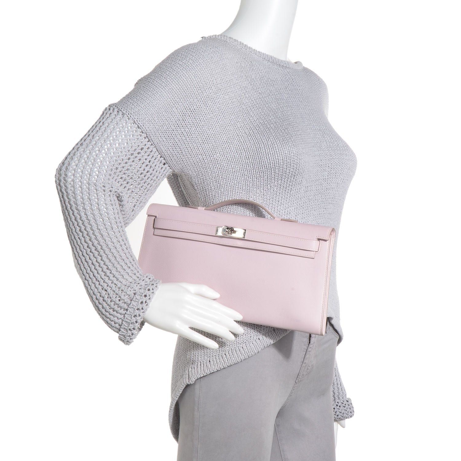 Hermes Swift Kelly Cut Clutch Pochette Rose Dragee 2 of 10