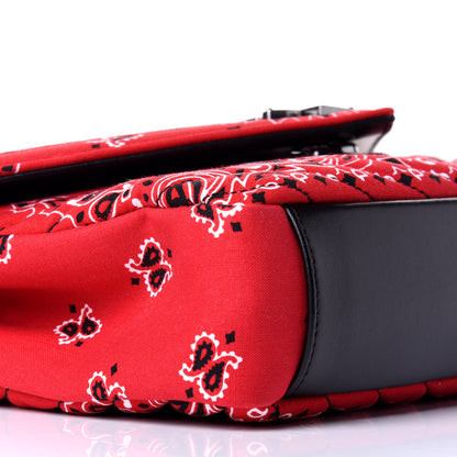 Saint Laurent Canvas Bandana Matelasse Chevron Medium College Bag Red 9 of 11