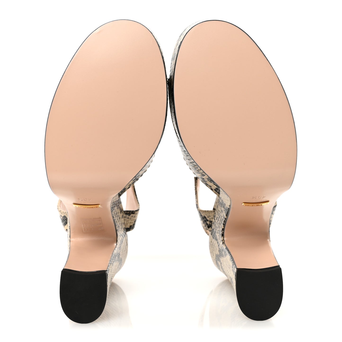 Calfskin Snakeskin Print Horsebit 40/135mm Platform Sandals 40.5 Beige Avana