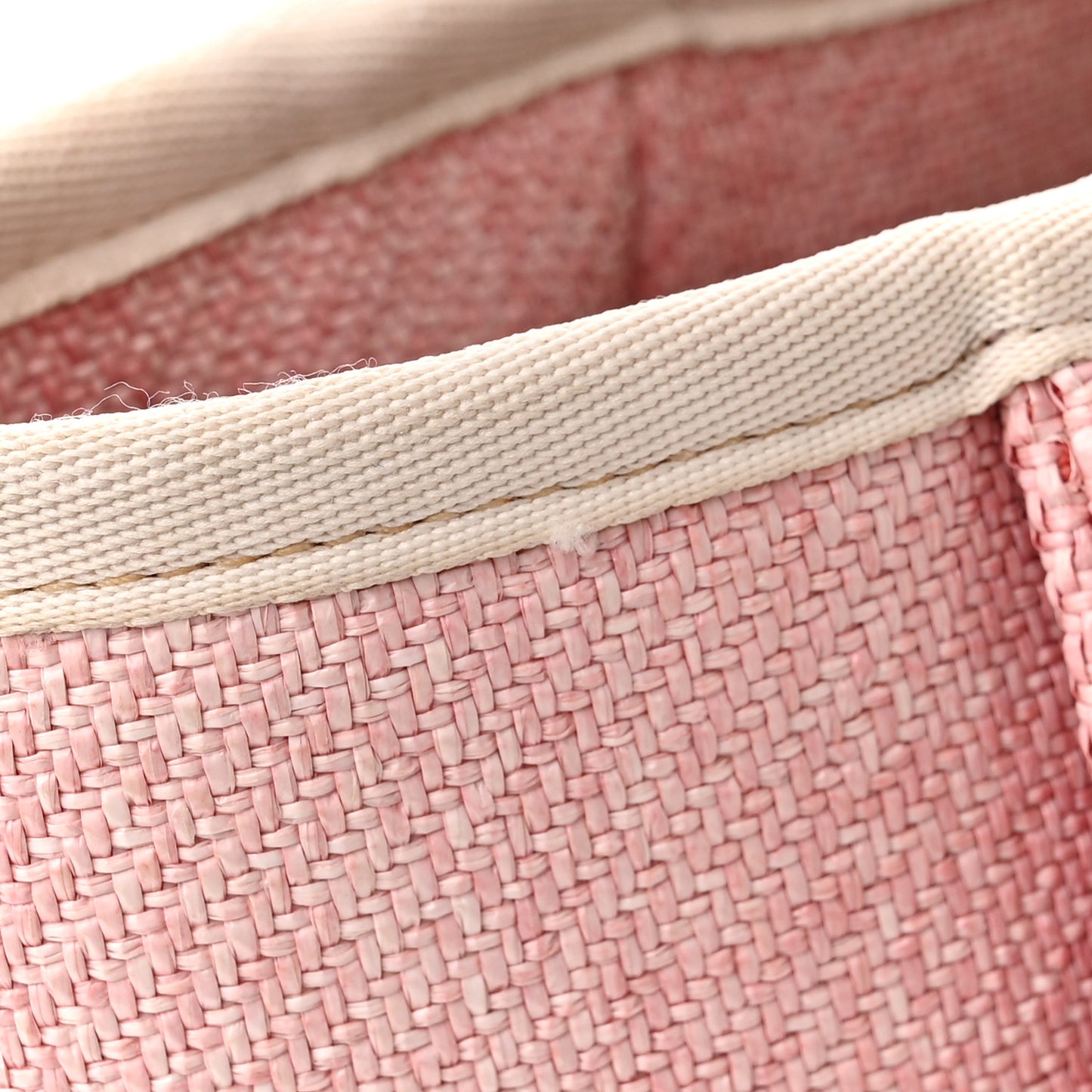 Woven Straw Raffia Medium Deauville Tote Pink White