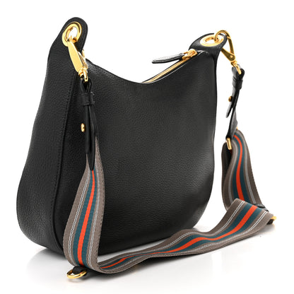 Prada Vitello Phenix Zippered Messenger Hobo Black 3 of 11