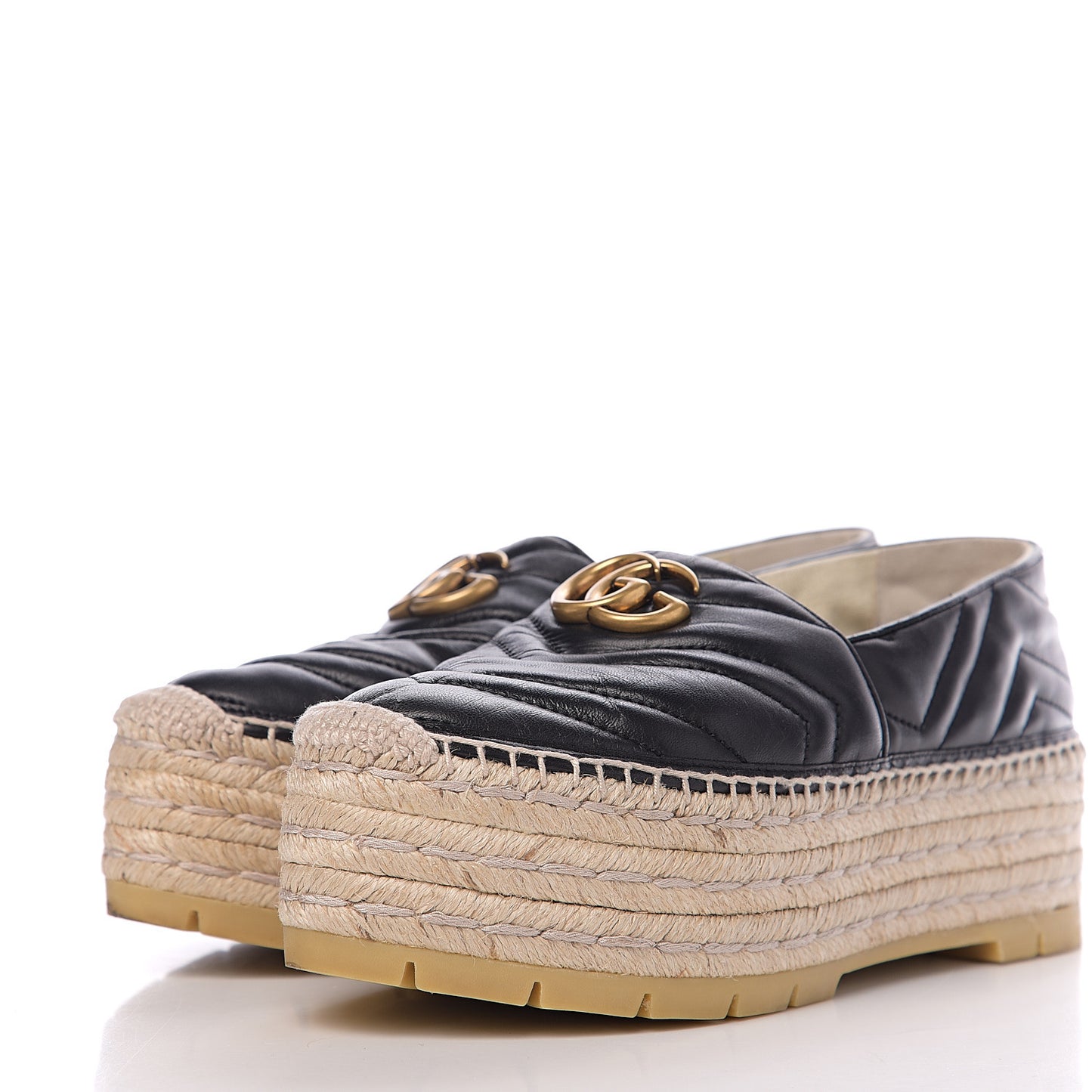 Nappa Matelasse GG Marmont Platform Espadrilles 39 Black