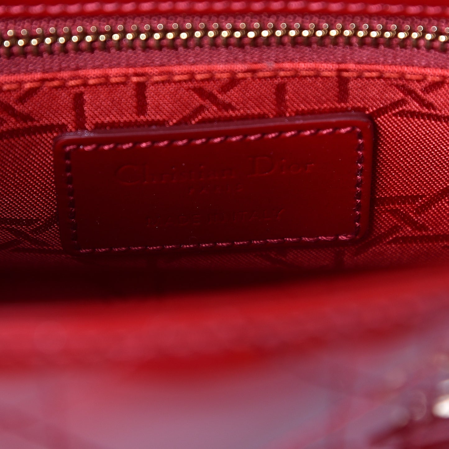 Patent Cannage Mini Lady Dior Red