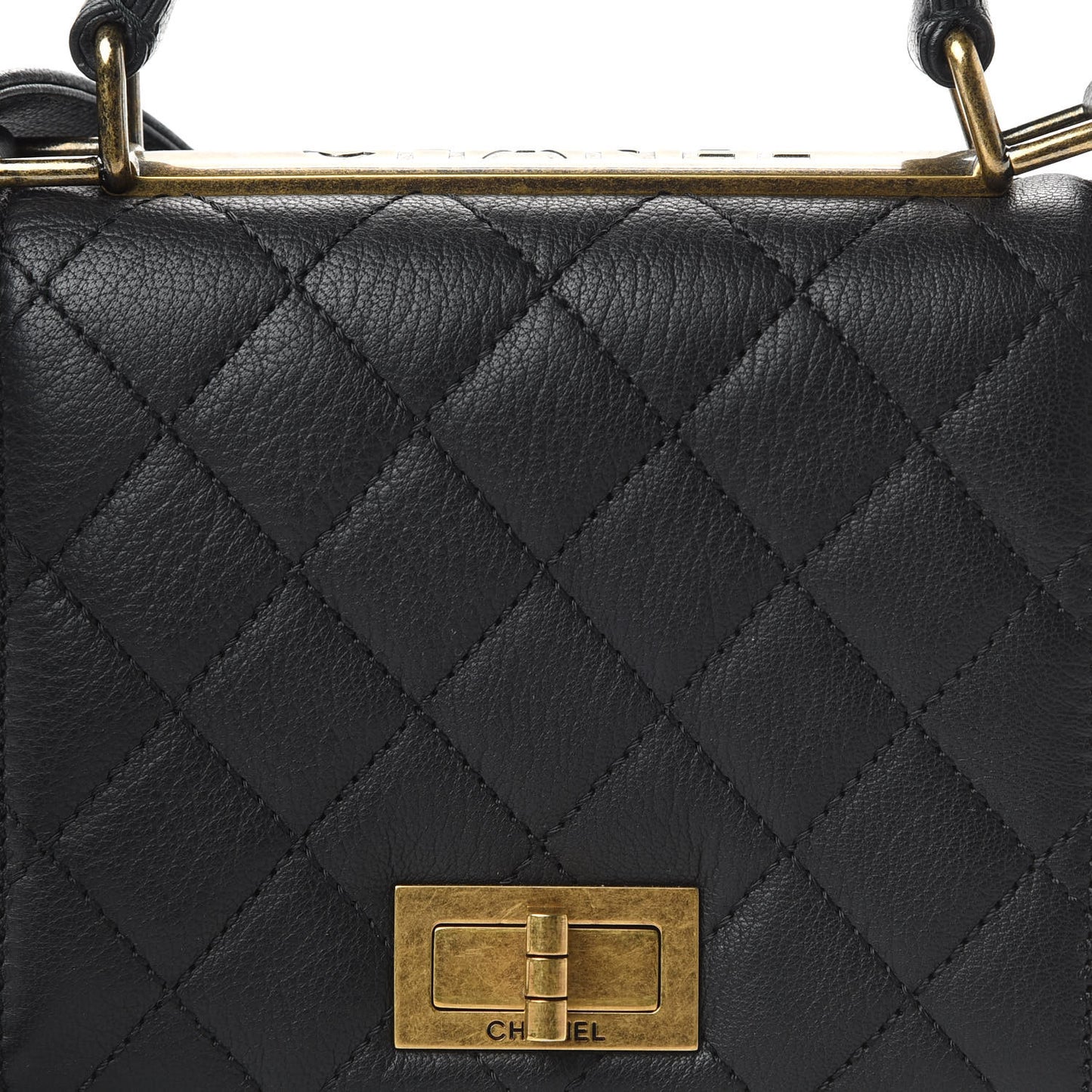 Goatskin Quilted Small Rita Top Handle Flap Black