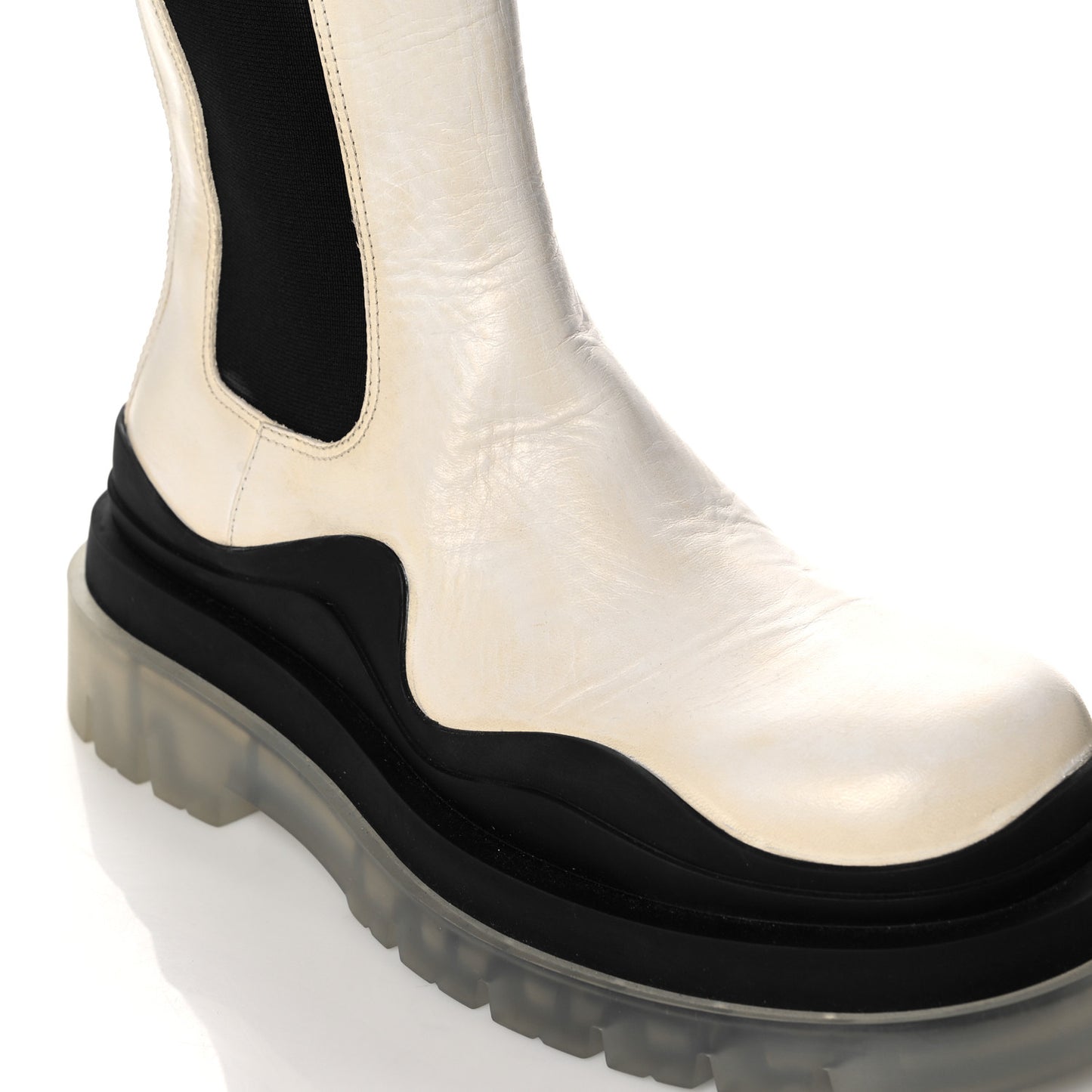 Calfskin The Tire Chelsea Boots 37 Wax Black Transparent