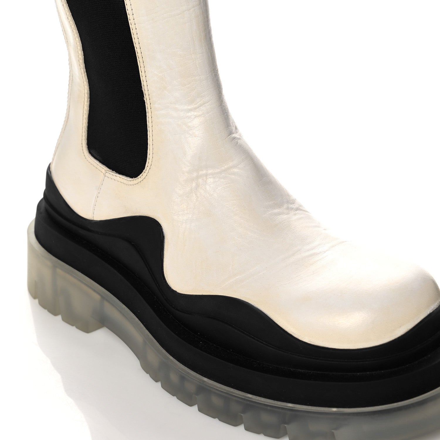 Bottega Veneta Calfskin The Tire Chelsea Boots 37 Wax Black Transparent 9 of 14