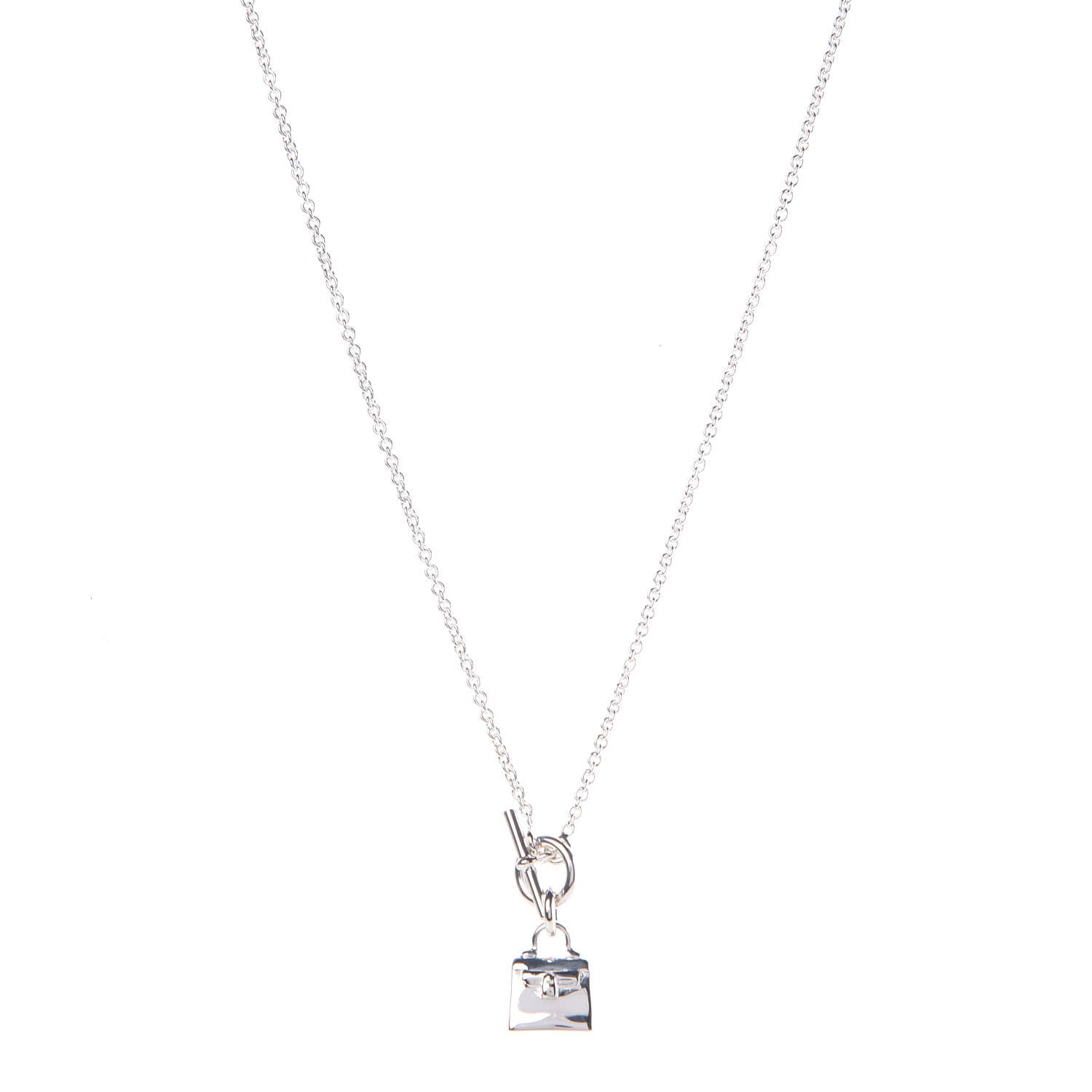 Hermes Sterling Silver Kelly Charm Pendant Necklace 1 of 6