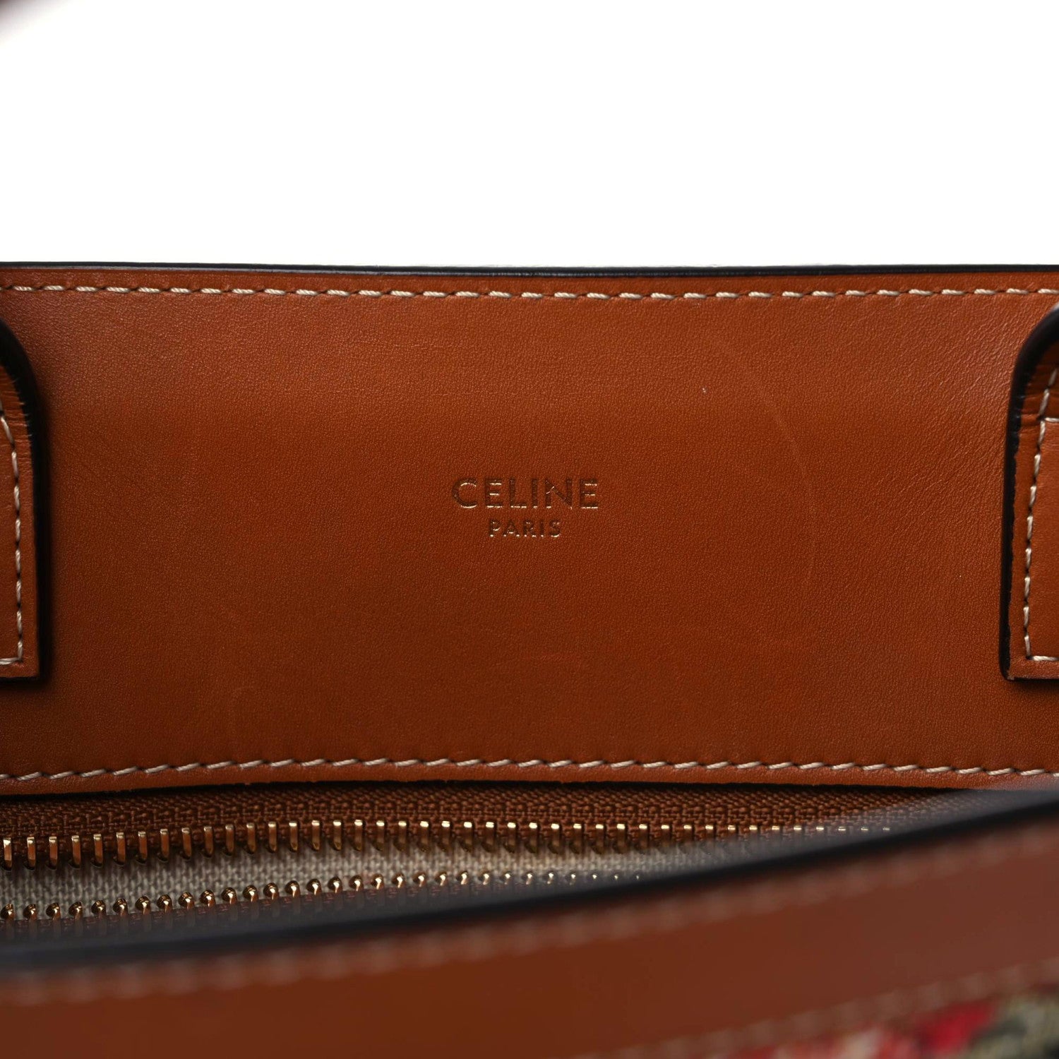 Celine Canvas Calfskin Jacquard Floral Small Vertical Cabas Black Tan 14 of 21