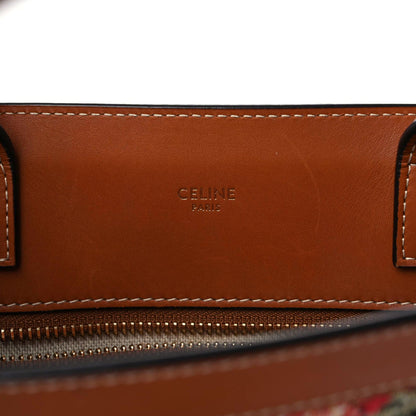 Celine Canvas Calfskin Jacquard Floral Small Vertical Cabas Black Tan 14 of 21