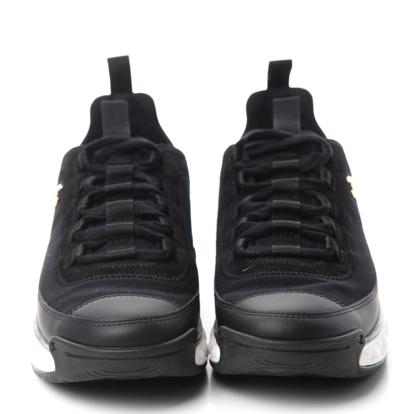 Fabric Calfskin Suede CC Sneakers 38 Black