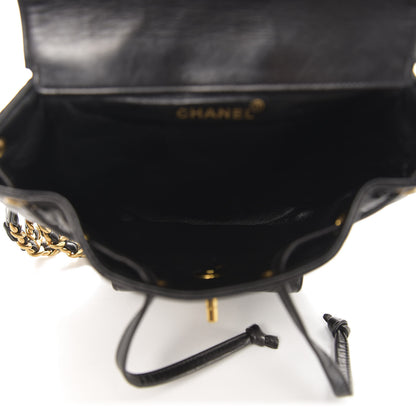 Chanel Lambskin Quilted Drawstring Backpack Black 4 of 14