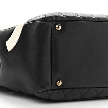 Chanel Calfskin Quilted Large Cambon Flap Black White 9 of 10